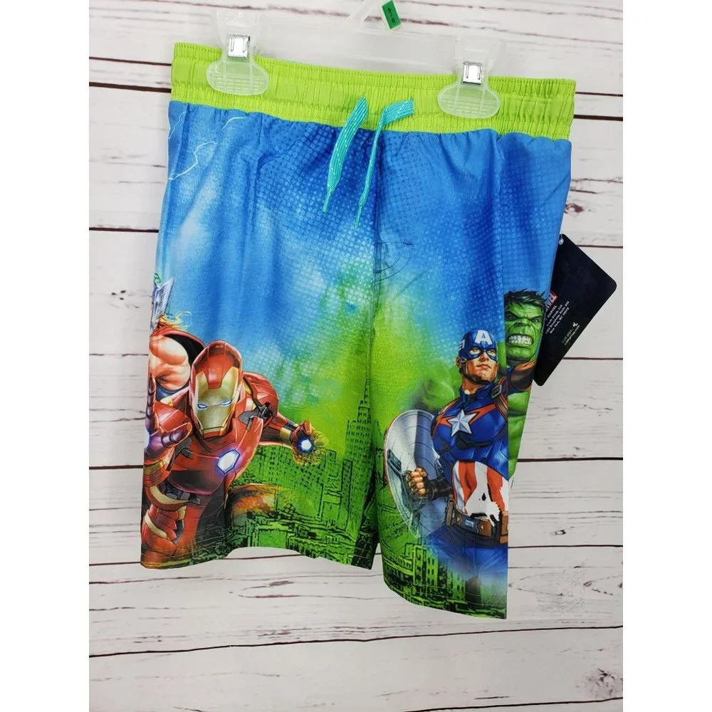 Marvel Avengers Boys 5/6 blue green board swim‎ shorts trunks